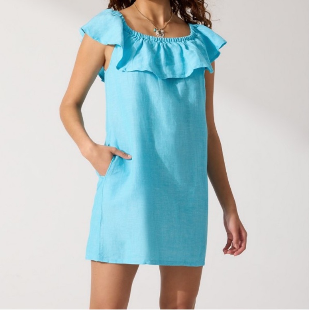 Tommy Bahama St. Lucia Linen-Blend Off-the-Shoulder Coverup Dress